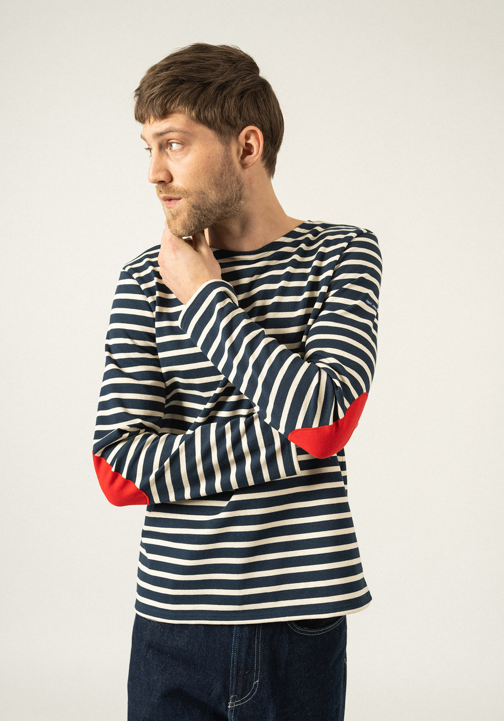 Méridien patches Breton shirt (MARINE/ECRU/TULIPE)
