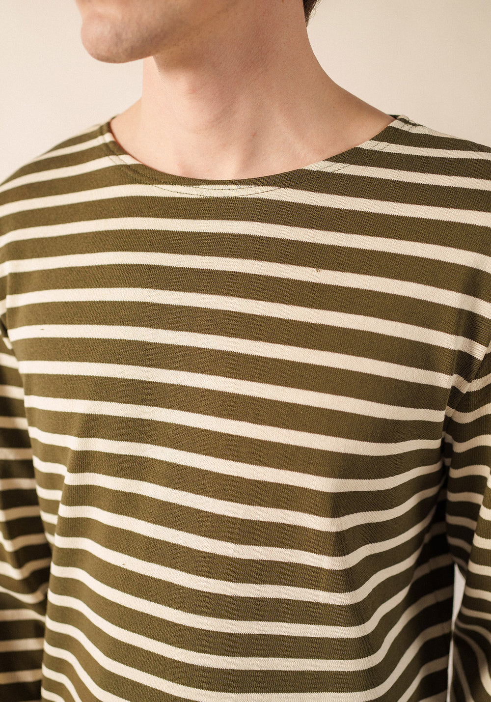 Méridien patches Breton shirt (LAND/ECRU/ECRU)