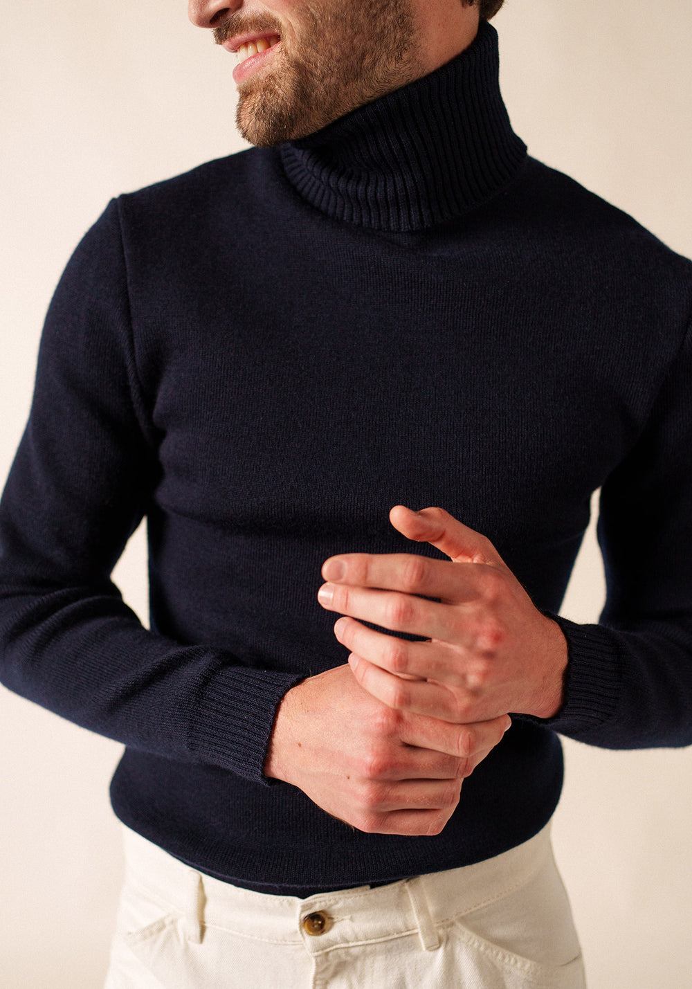 Turtleneck sailor jumper - in pure new wool (MARINE)