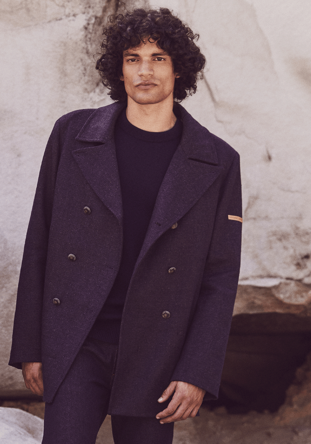 Héritage peacoat for men in Merino wool - SAINT JAMES x Atelier Tuffery (INDIGO/CHANVRE)