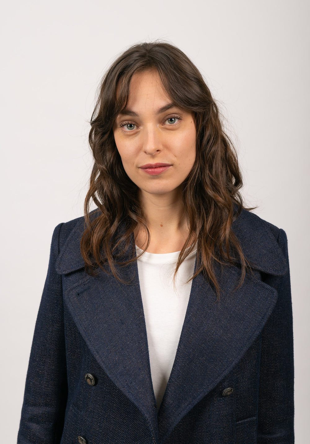Héritage peacoat for women in Merino wool - SAINT JAMES x Atelier Tuffery (INDIGO/CHANVRE)