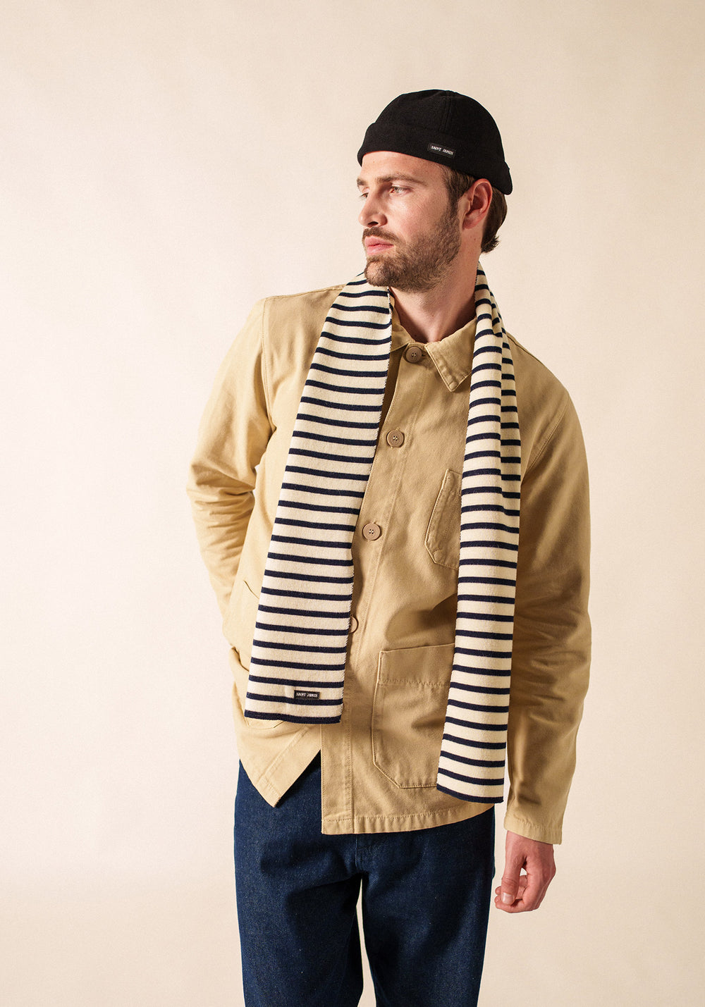 Striped scarf (ECRU/MARINE)