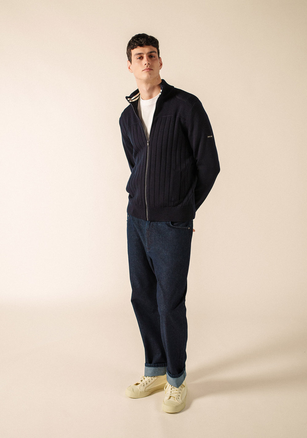 Calypso Réédit cardigan (NAVY/BLANC)