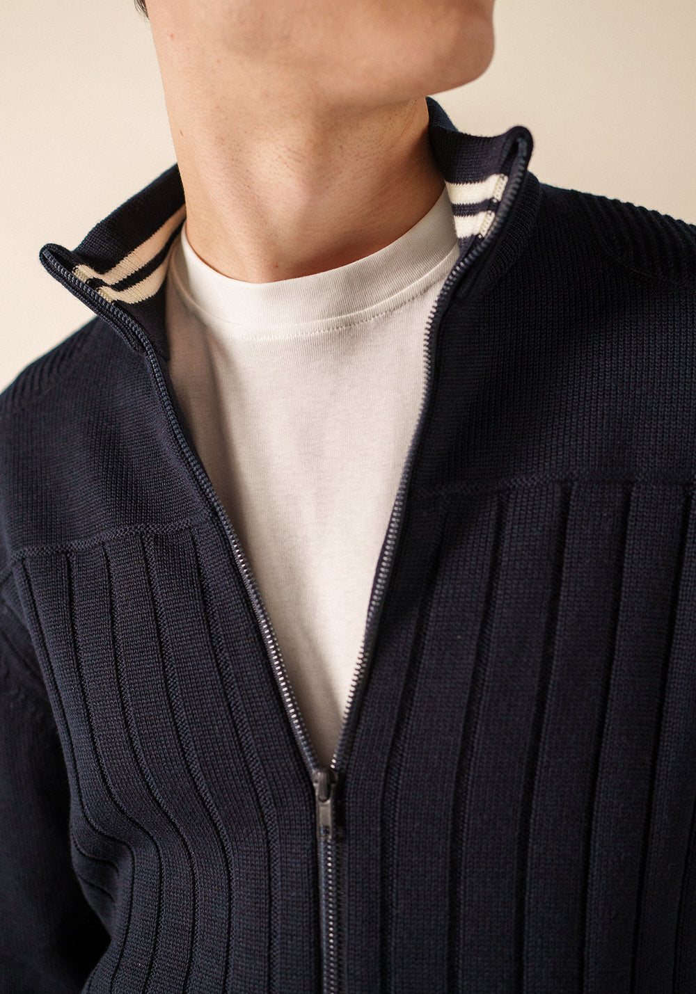 Calypso Réédit cardigan (NAVY/BLANC)