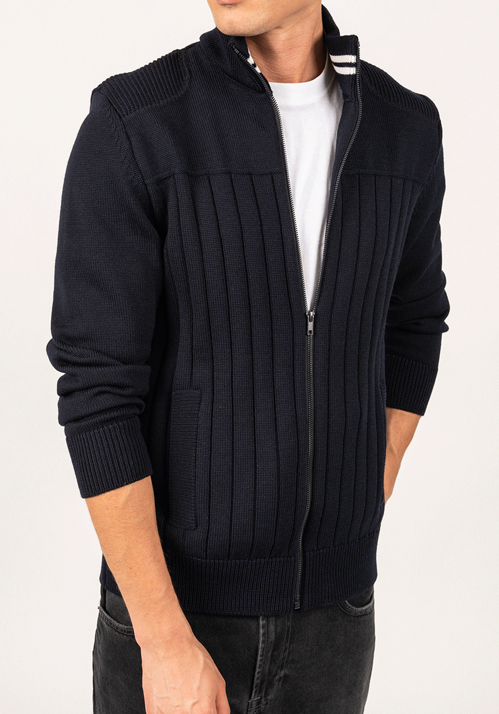 Calypso Réédit cardigan (NAVY/BLANC)