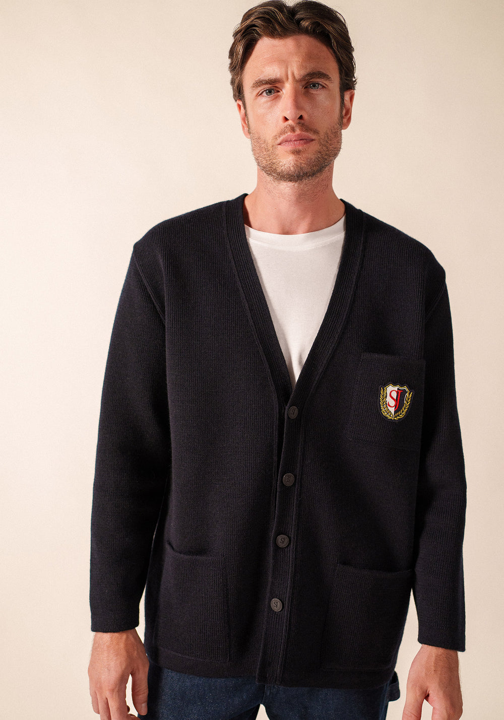 Yachting Réédit cardigan (NAVY)