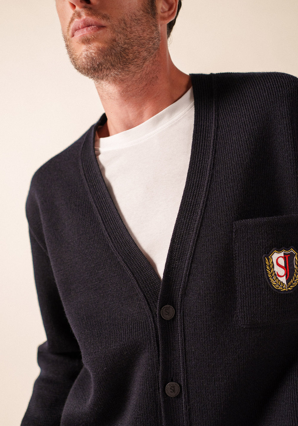 Yachting Réédit cardigan (NAVY)
