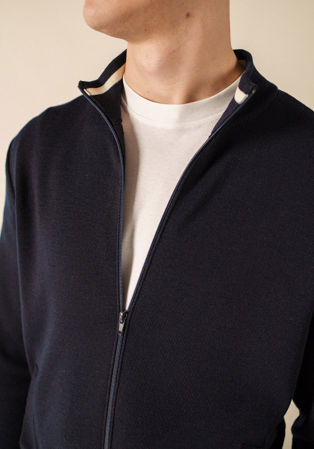 Equipage zipped cardigan (NAVY)