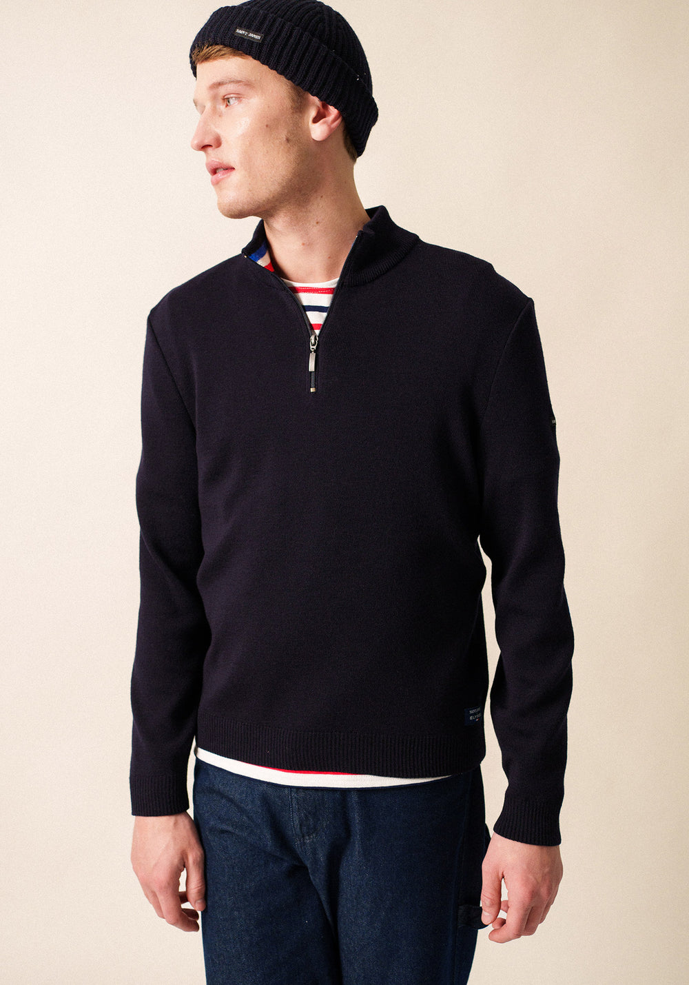 Elbow patch jumper x l'Elysée (NAVY/MULTICO)