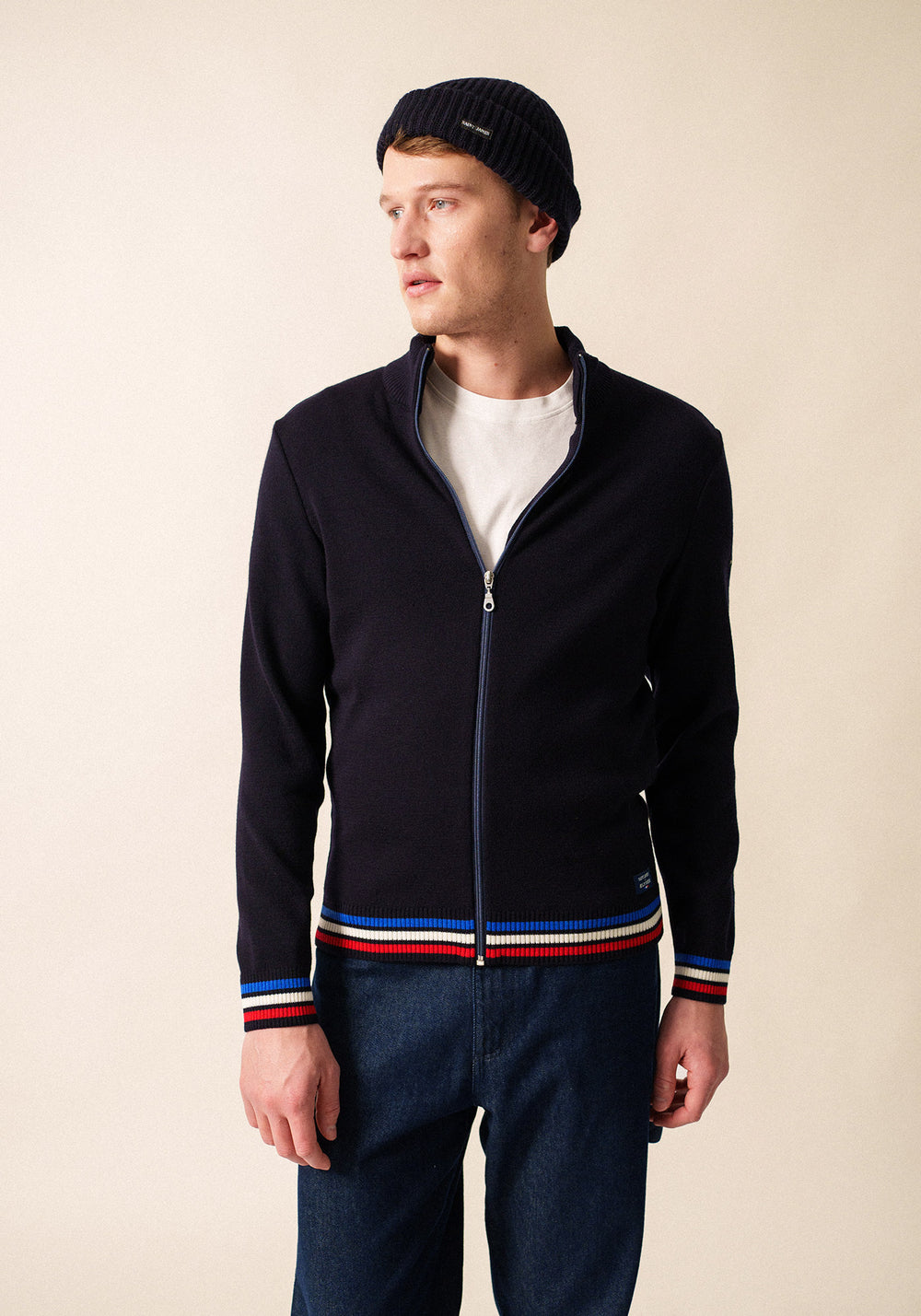 Tricolour cardigan x l'Elysée (NAVY/MULTICO)