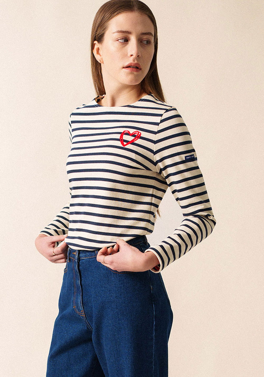 Mérid'amour Breton shirt (ECRU/MARINE/TULIPE)