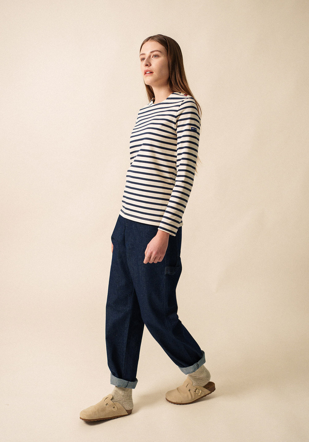 Méridame Cœur Breton shirt (ECRU/MARINE/TULIPE)