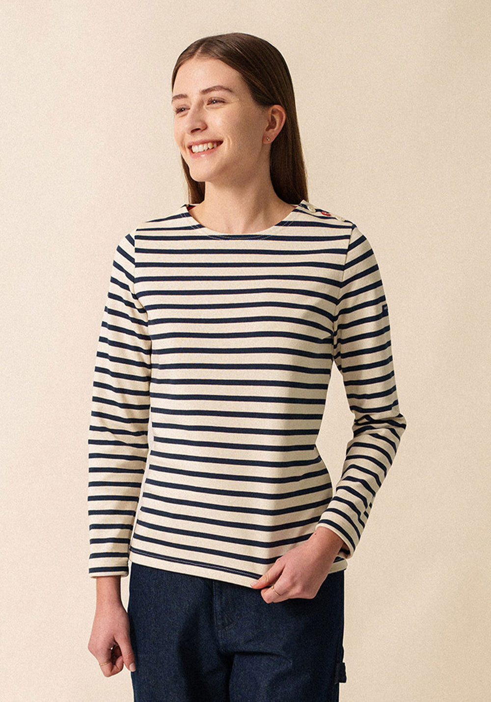 Méridame Cœur Breton shirt (ECRU/MARINE/TULIPE)
