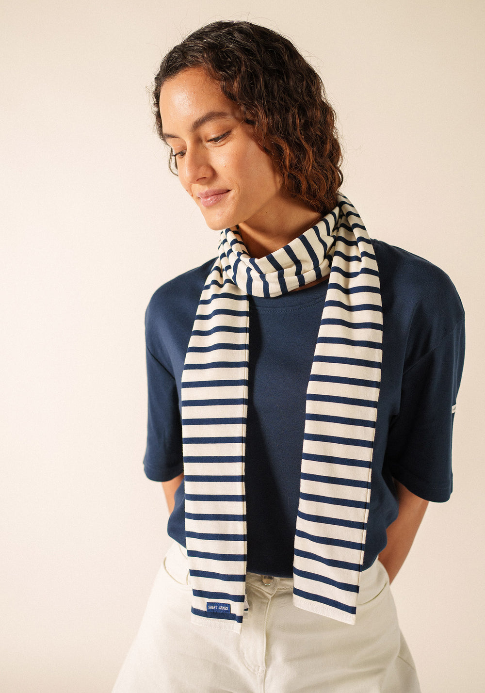 Eve scarf (ECRU/MARINE)