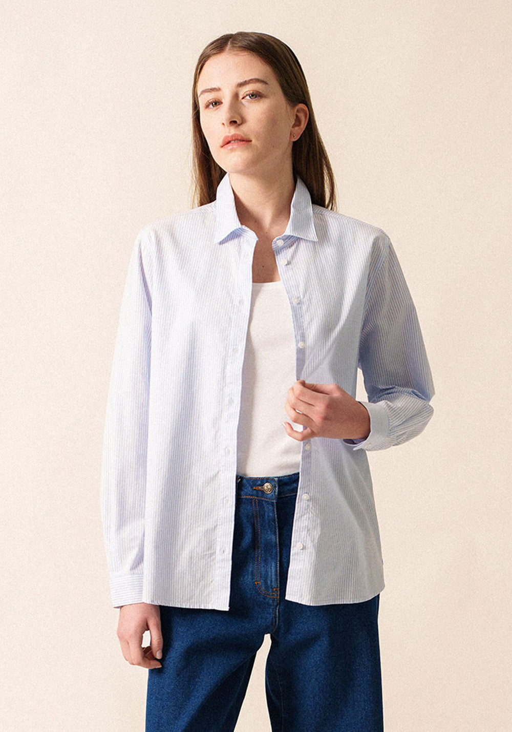 Léna shirt (BLANC/CIEL)