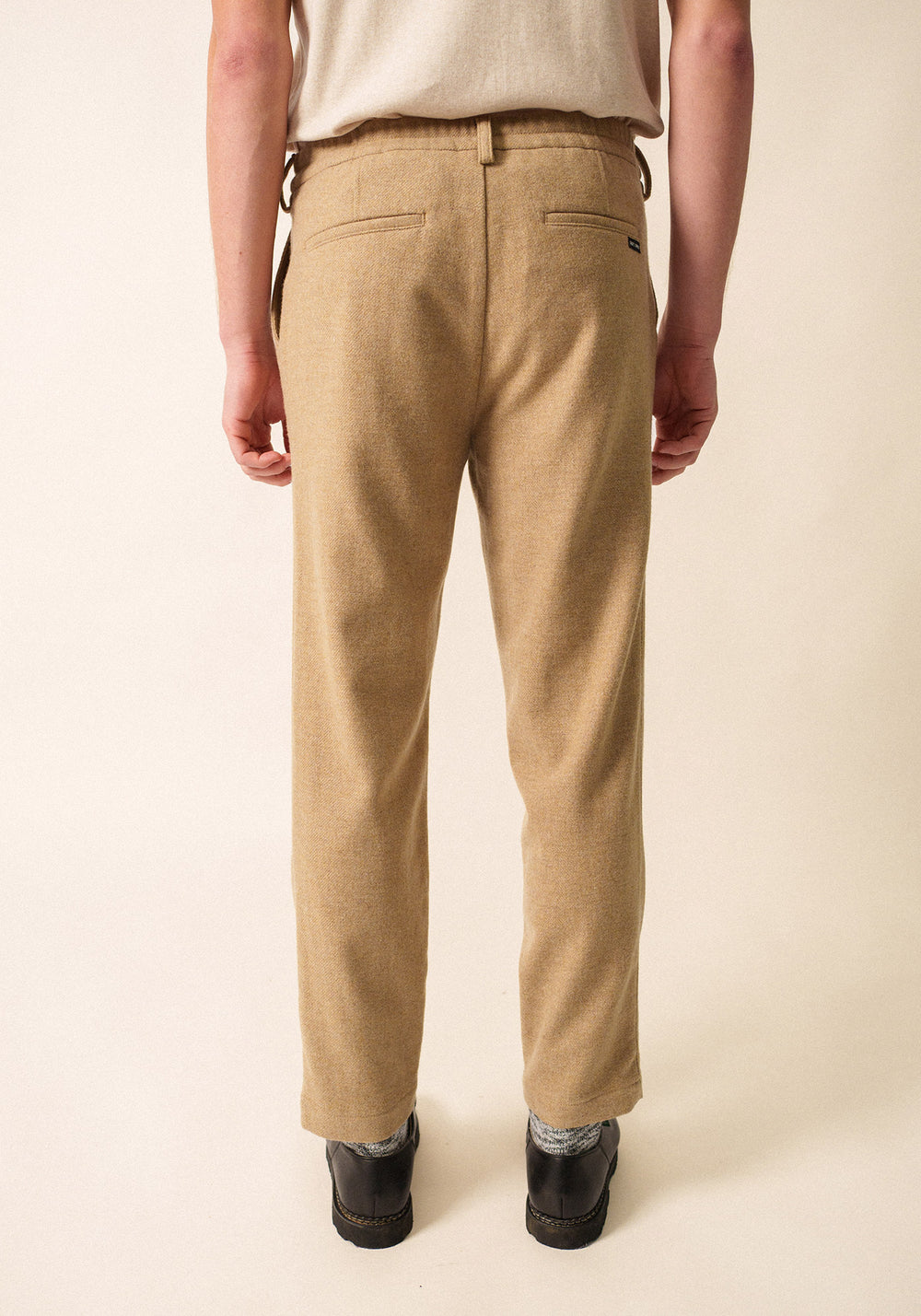Andreas flannel trousers - straight fit (BEIGE FONCE)
