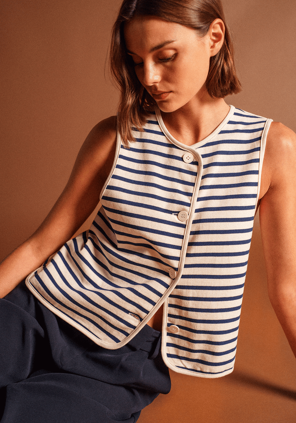 Gouville Vest (ECRU/MARINE)