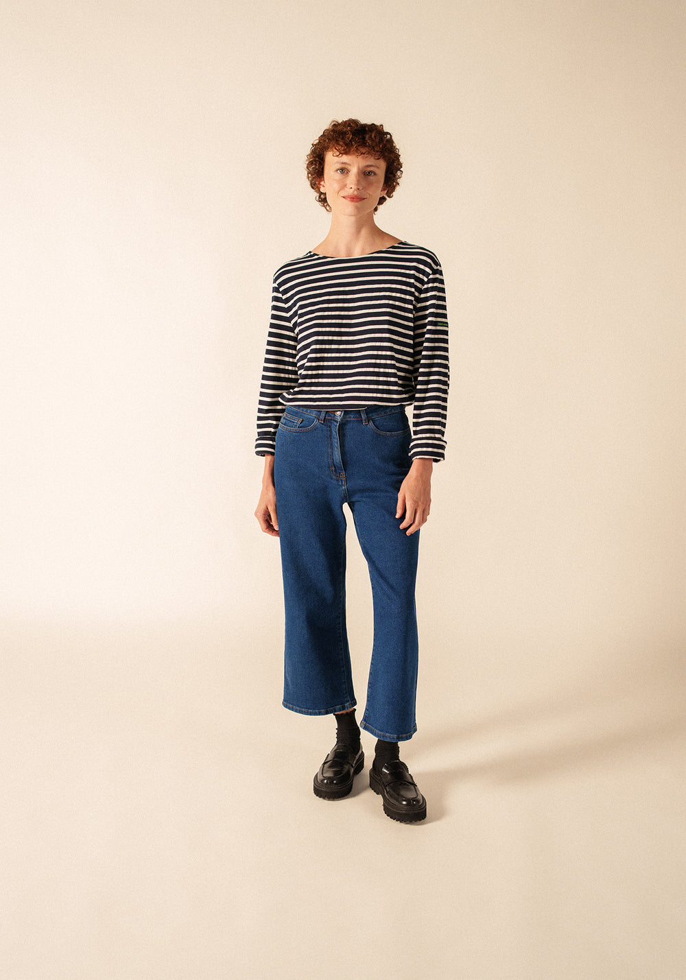 Glow-In-The-Dark Minquiers Striped Sailor Shirt - in cotton (NAVY/PHOSPHORESCENT)