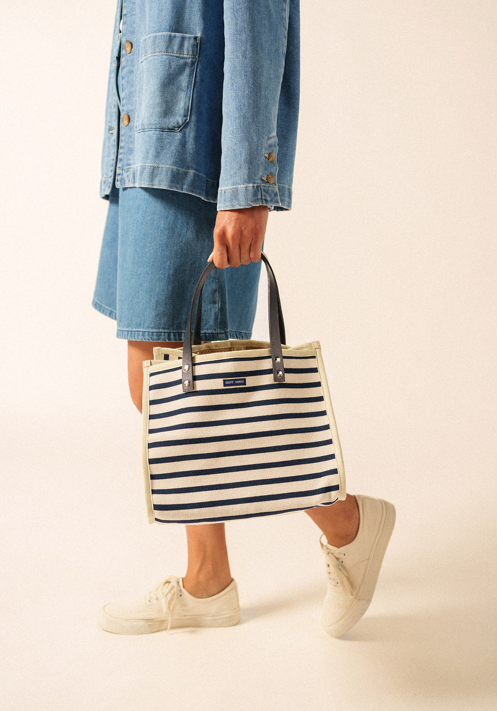 Striped Square Bag (ECRU/MARINE/MARINE)