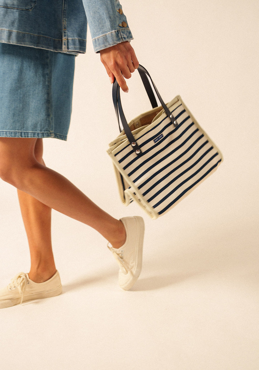 Striped Square Bag (ECRU/MARINE/MARINE)