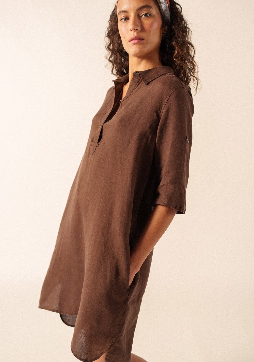 Léonie Linen Dress (EXPRESSO)