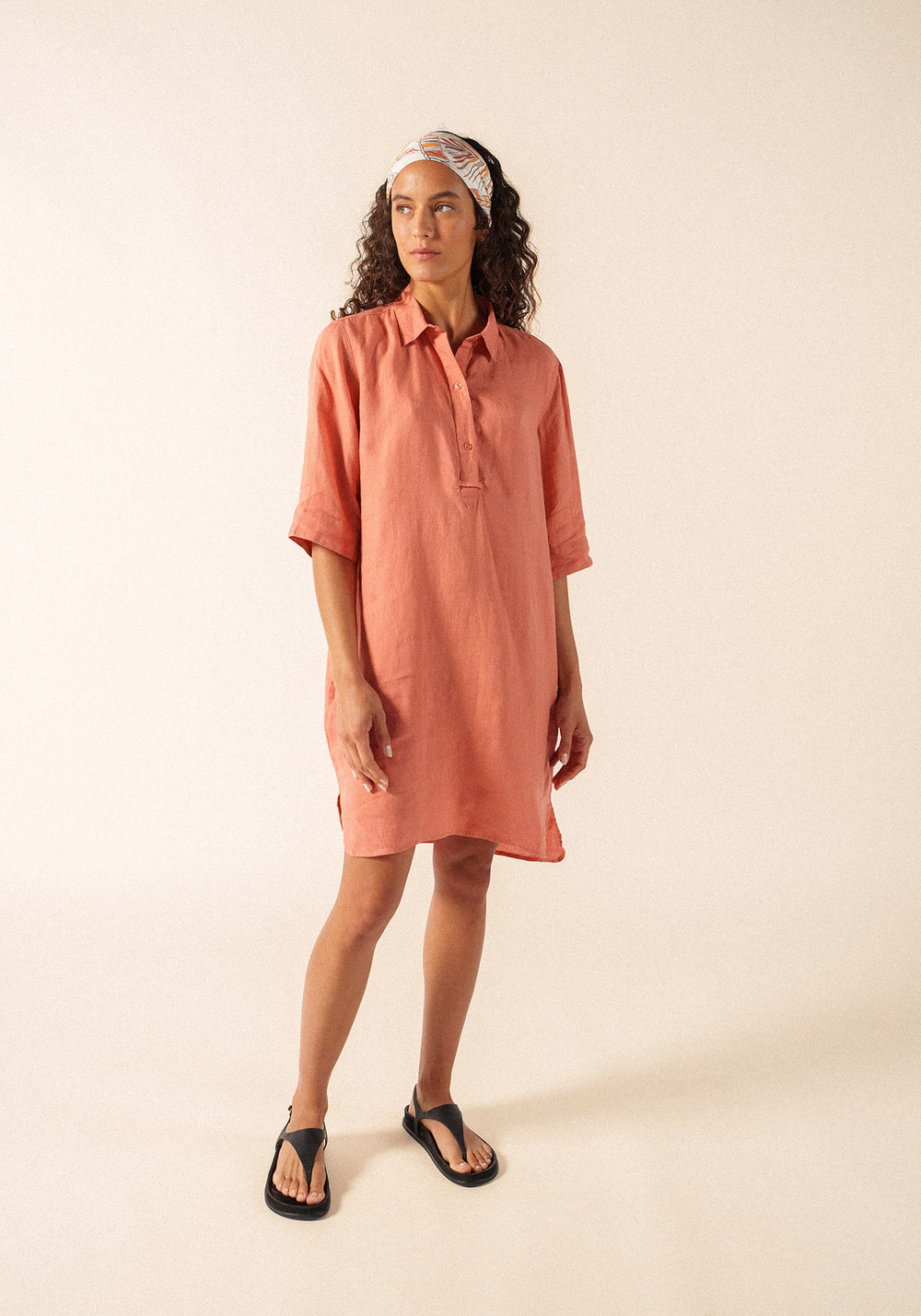 Léonie Linen Dress (ARGILE)