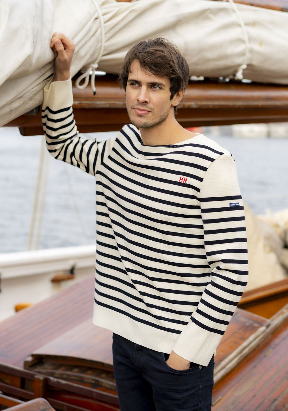 Aconit x Marine nationale Breton Shirt (ECRU/MARINE)