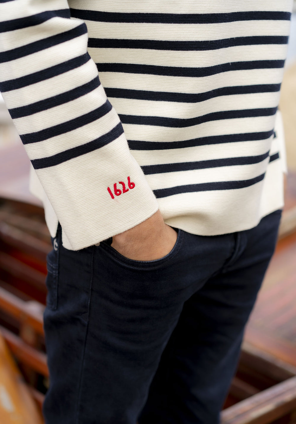 Aconit x Marine nationale Breton Shirt (ECRU/MARINE)