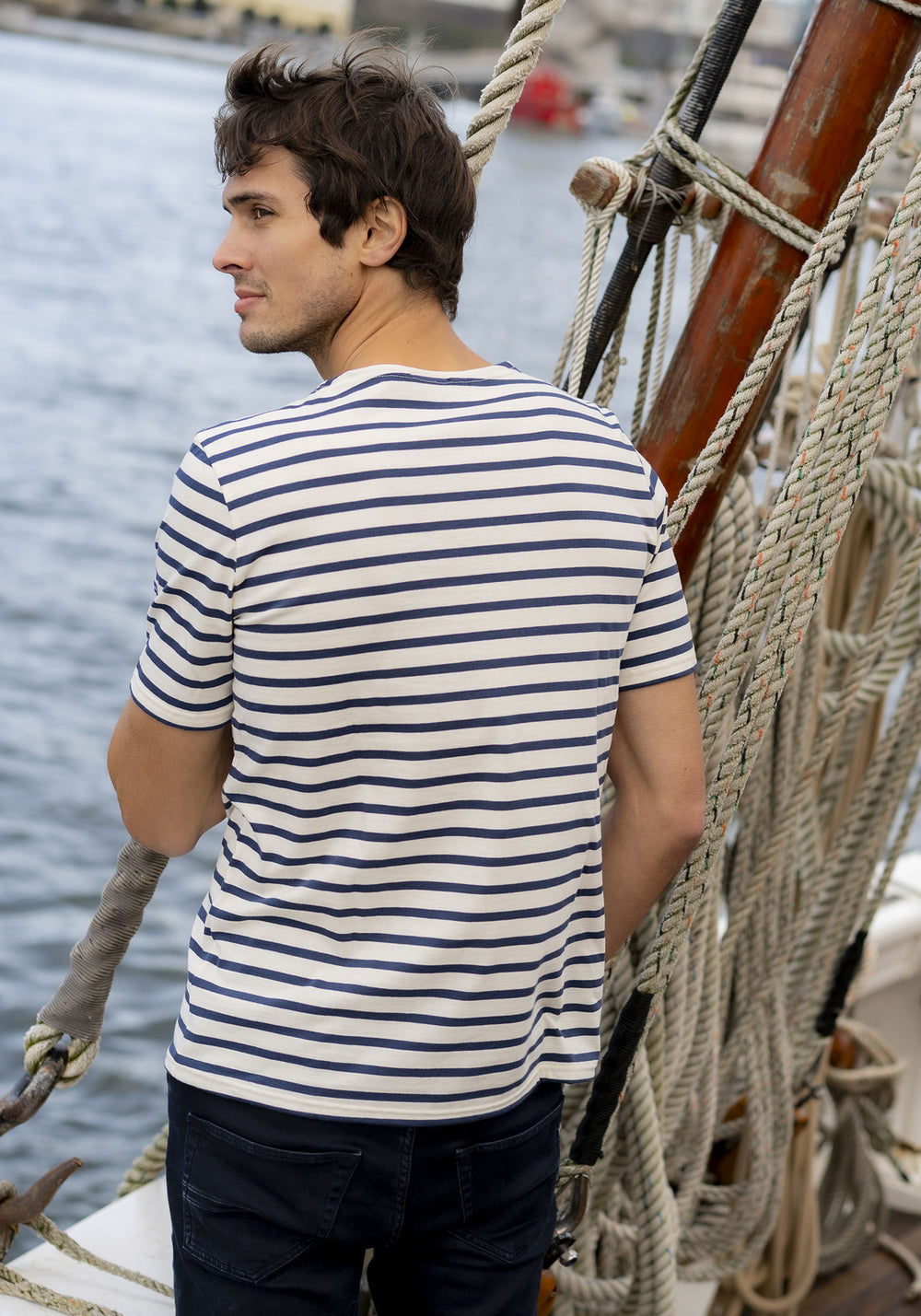 Narval x Marine nationale Breton Shirt (ECRU/NAVY)