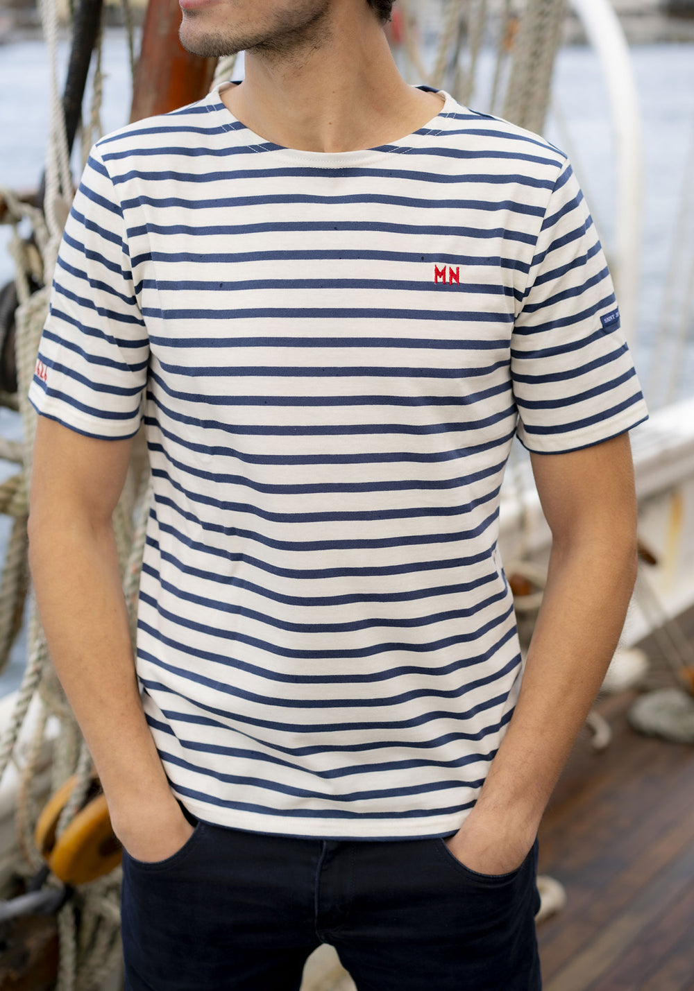 Narval x Marine nationale Breton Shirt (ECRU/NAVY)