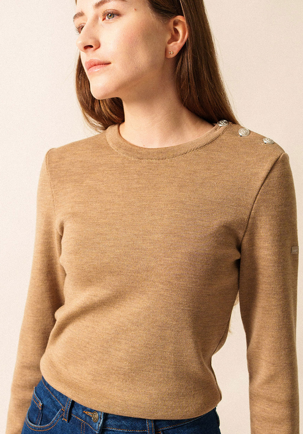 Marée authentic sailor jumper - slim fit, in wool (BEIGE FONCE)