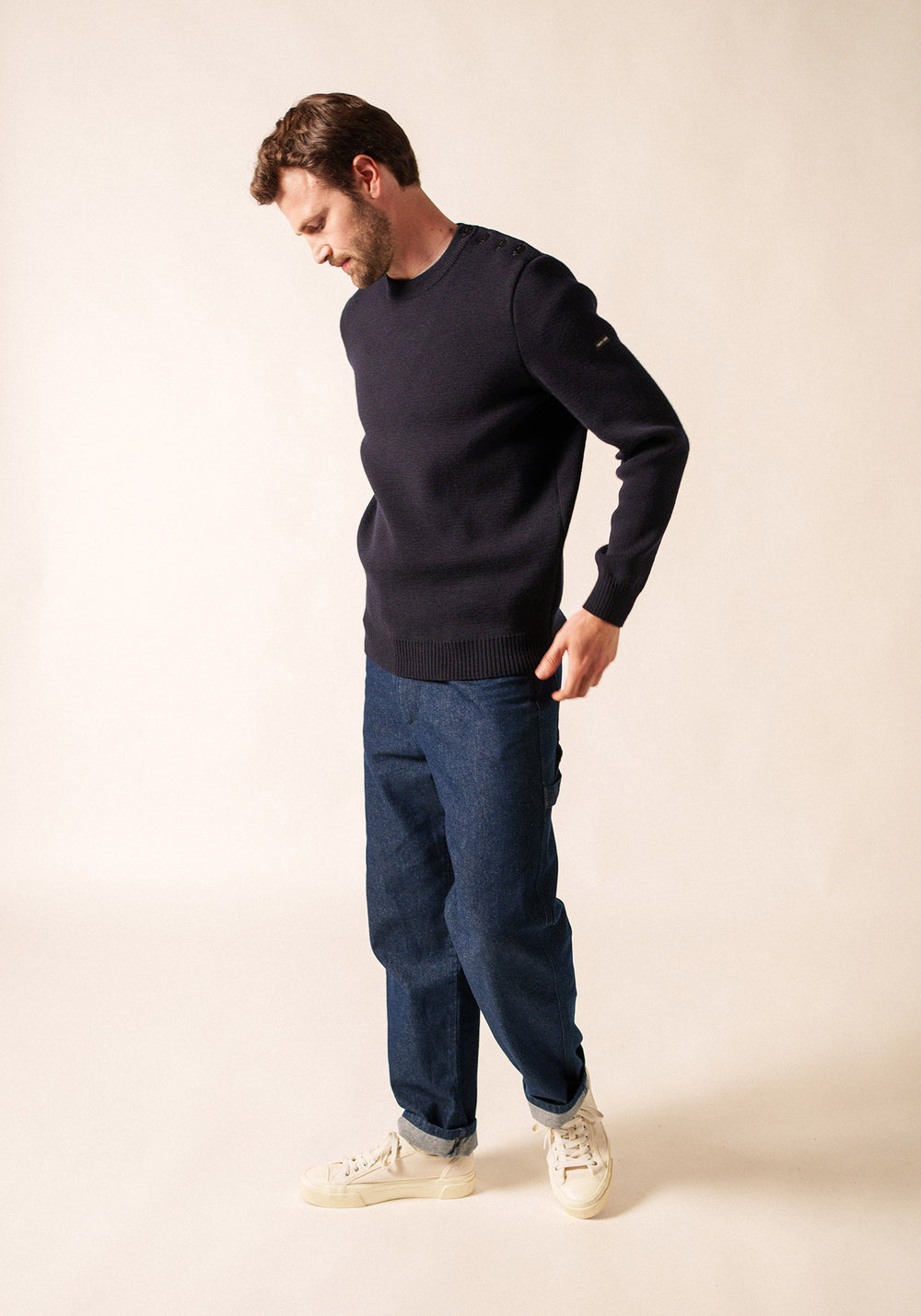 Cancale sailor jumper - regular fit, in pure new wool (NAVY)