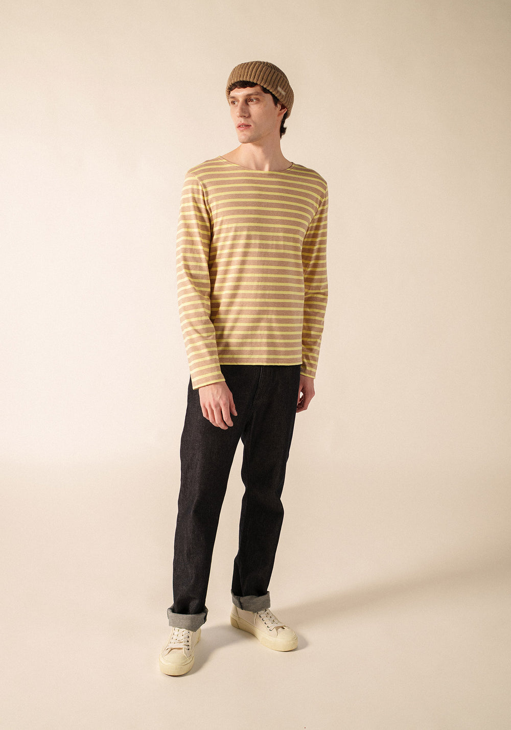 Minquiers Breton shirt (BEIGE CHINE/AUBE)