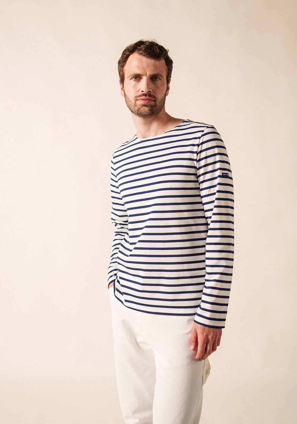 Minquiers Breton shirt (NEIGE/MARINE)