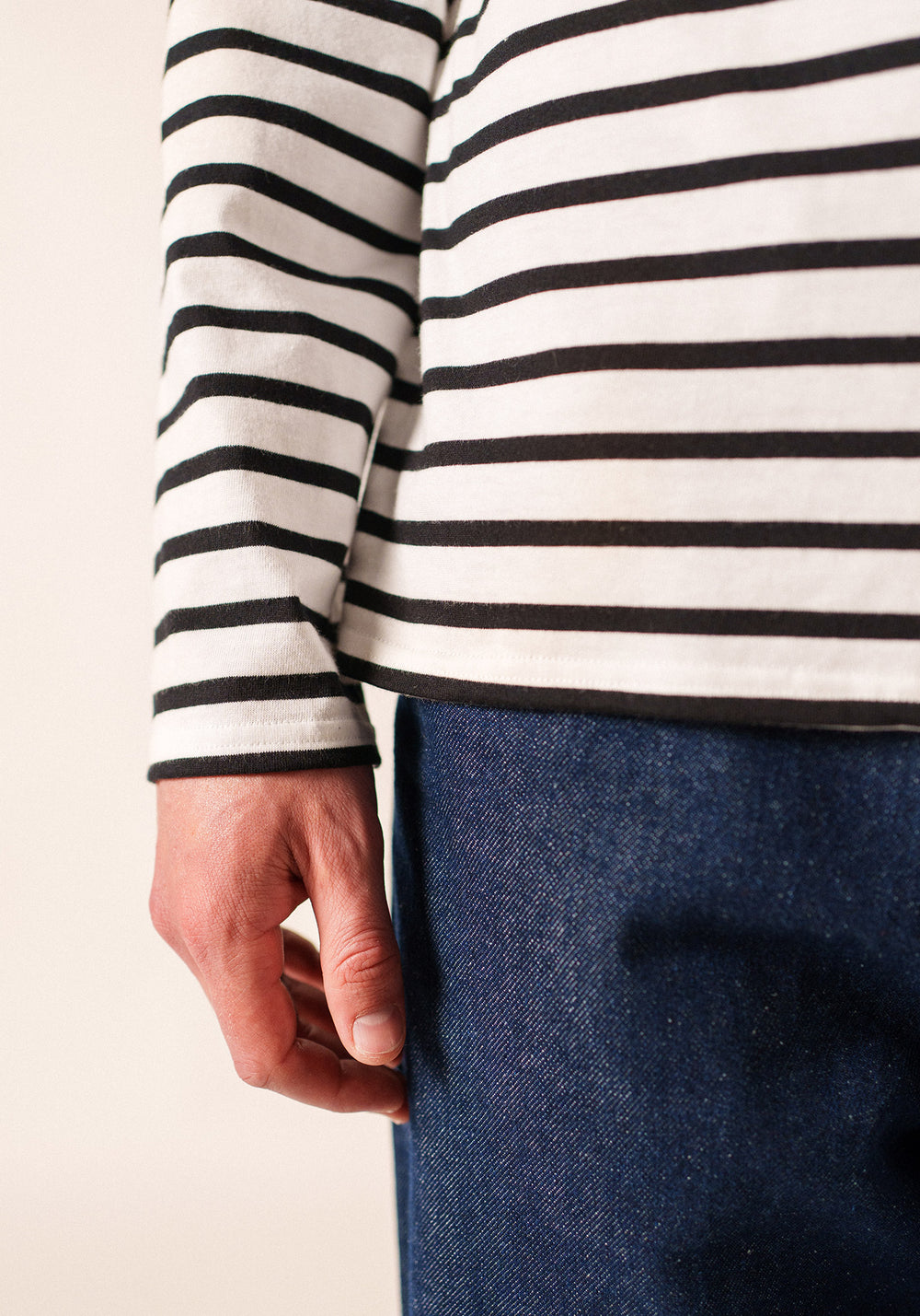 Minquiers Breton shirt (NEIGE/NOIR)