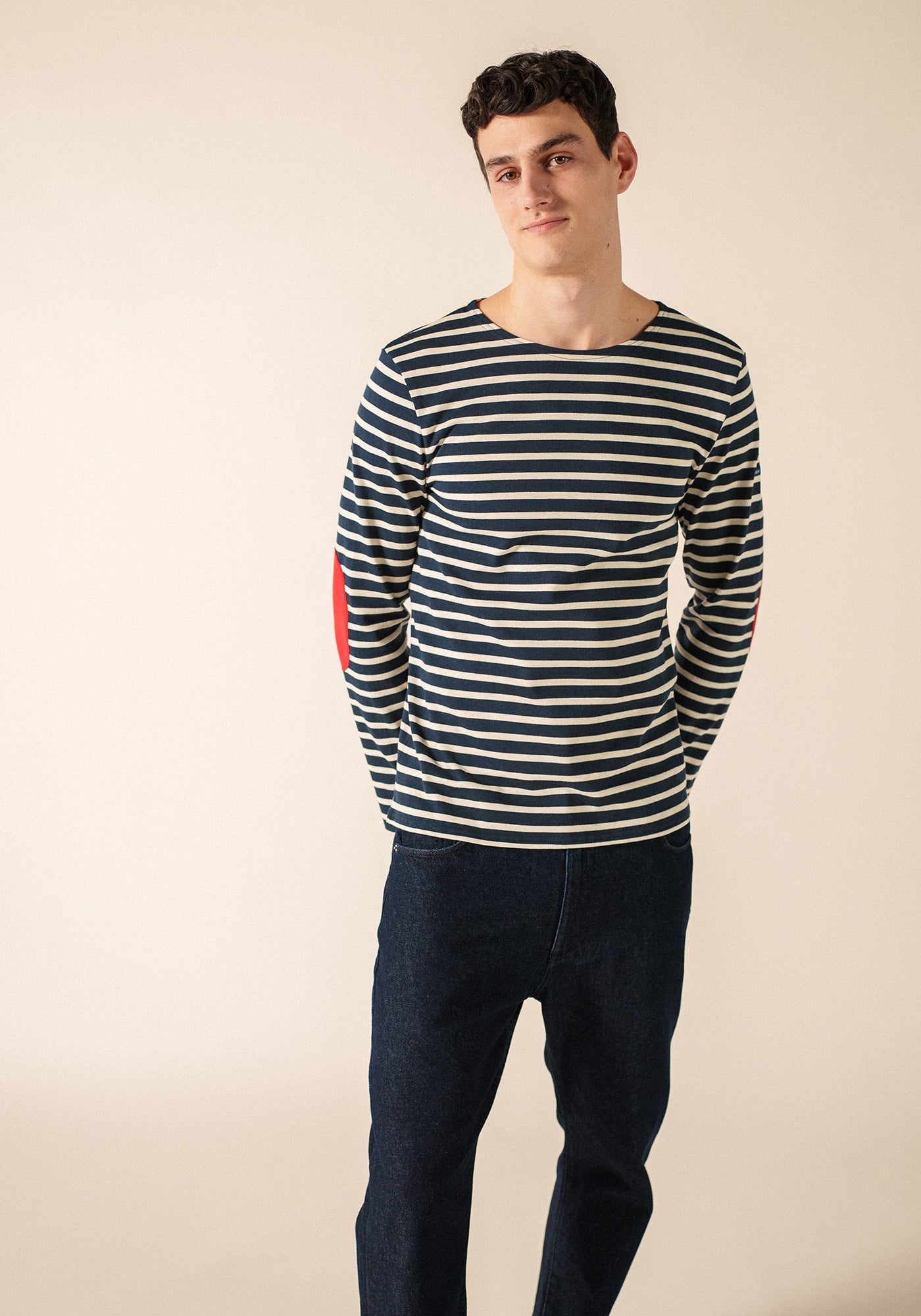 Méridien patches Breton shirt (MARINE/ECRU/TULIPE)