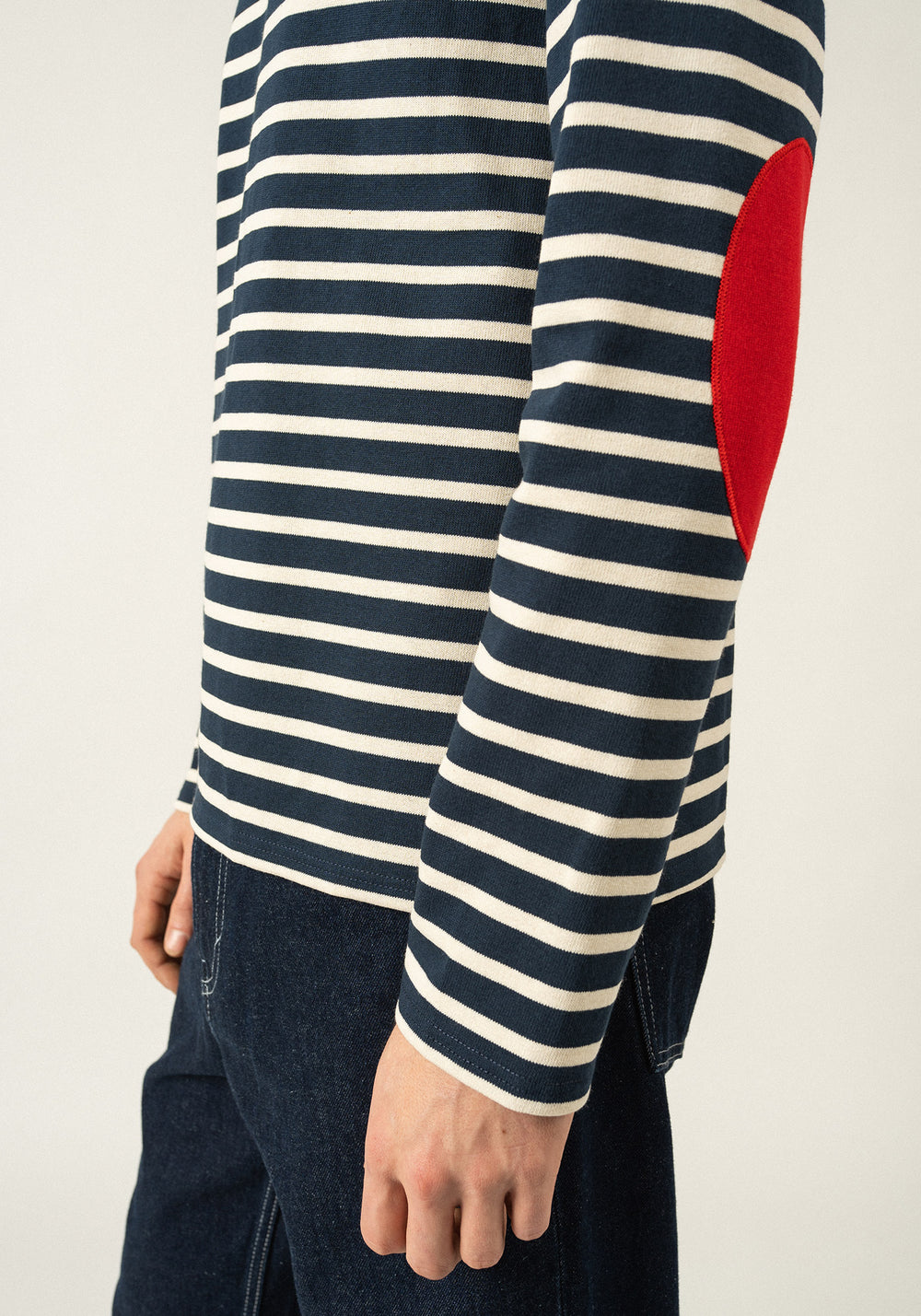 Méridien patches Breton shirt (MARINE/ECRU/TULIPE)
