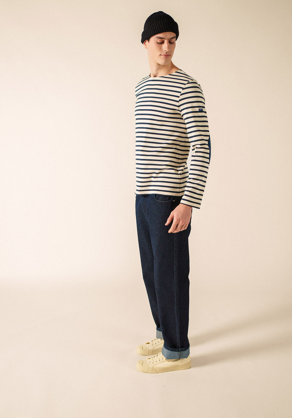 Méridien patches Breton shirt (ECRU/MARINE/MARINE)