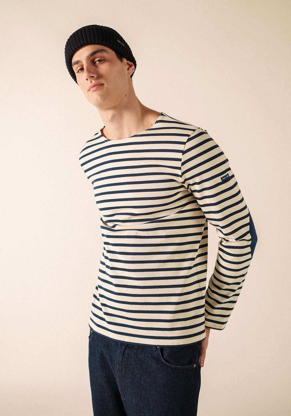 Méridien patches Breton shirt (ECRU/MARINE/MARINE)