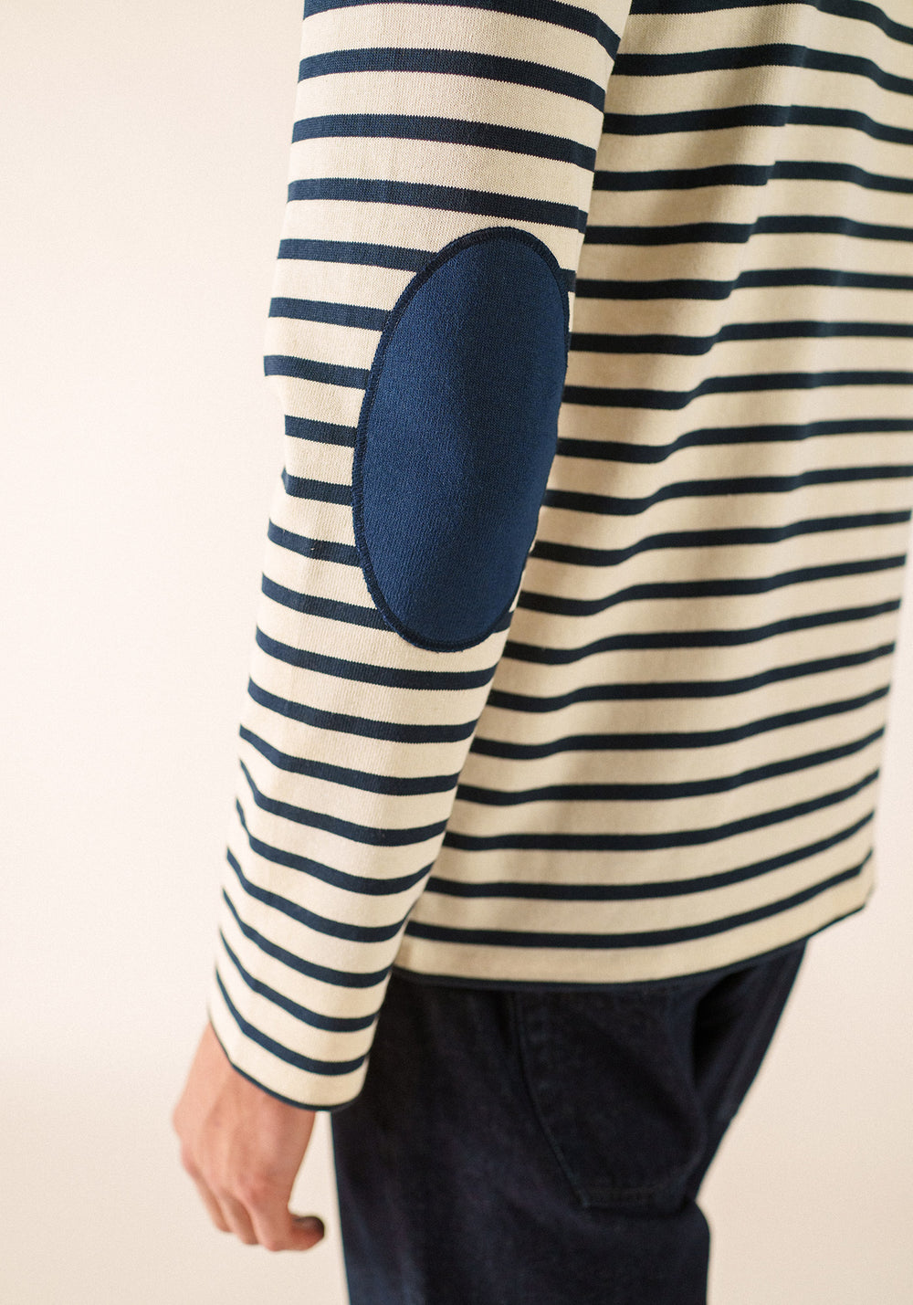 Méridien patches Breton shirt (ECRU/MARINE/MARINE)