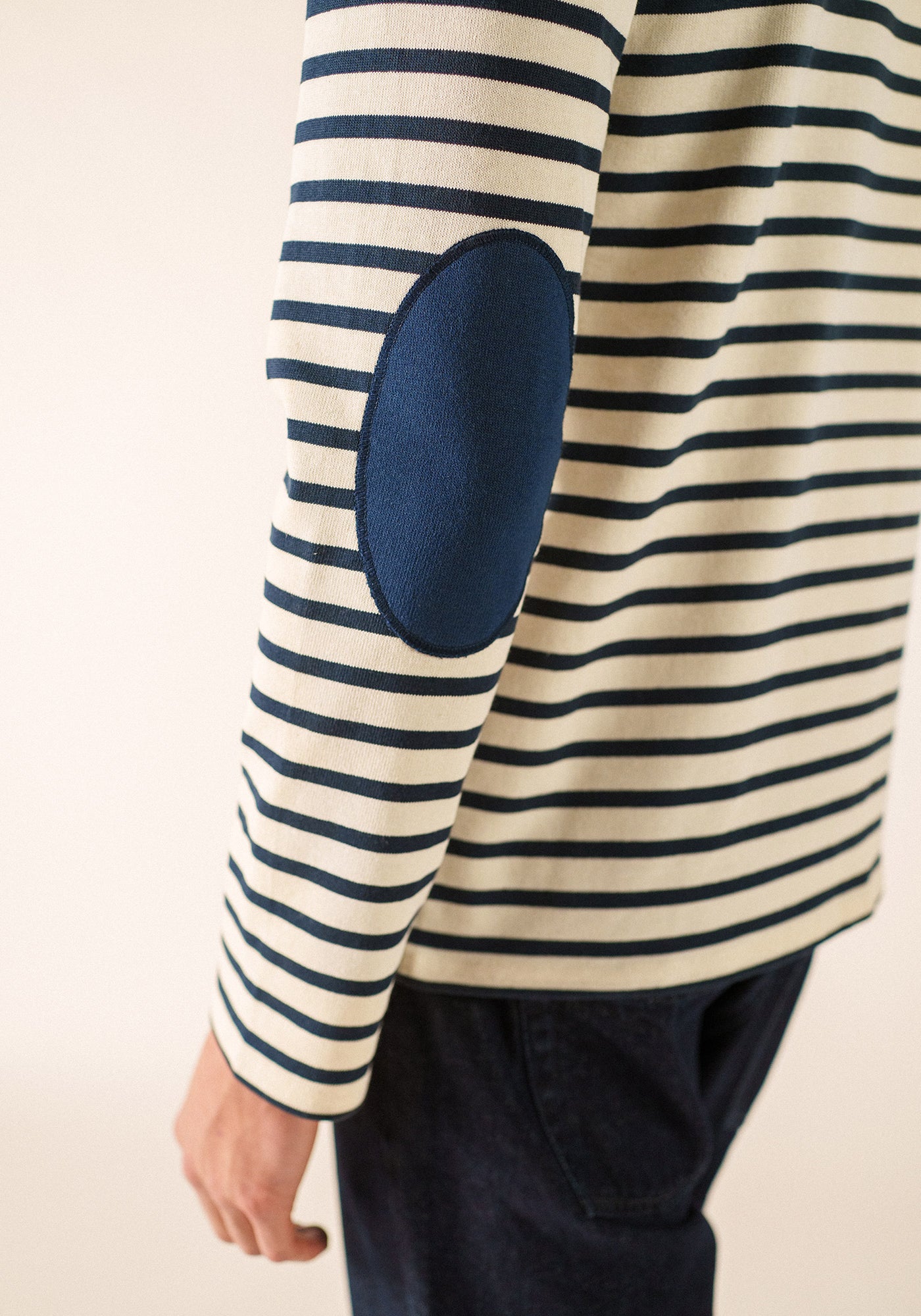Méridien patches Breton shirt (ECRU/MARINE/MARINE)