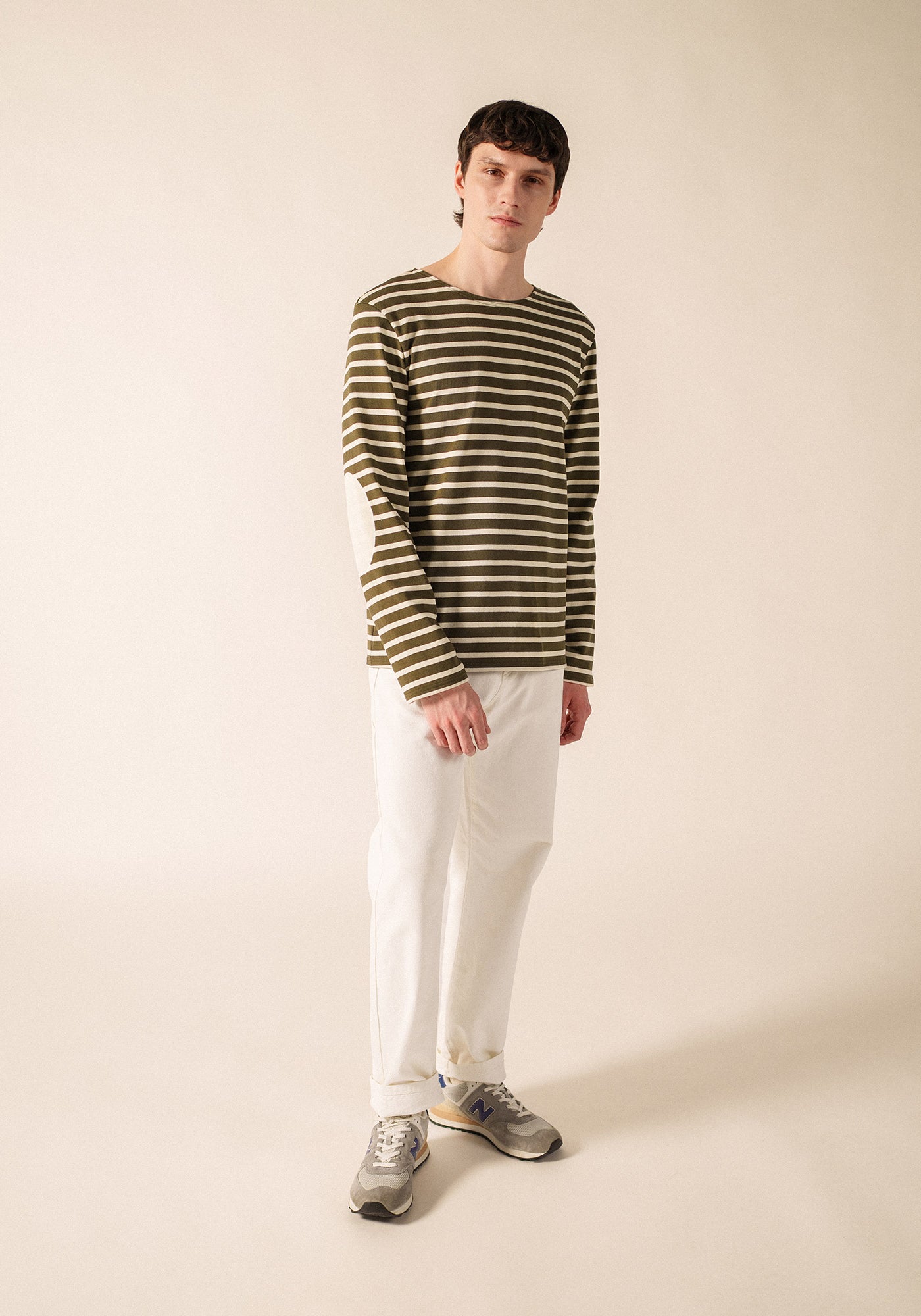 Méridien patches Breton shirt (LAND/ECRU/ECRU)