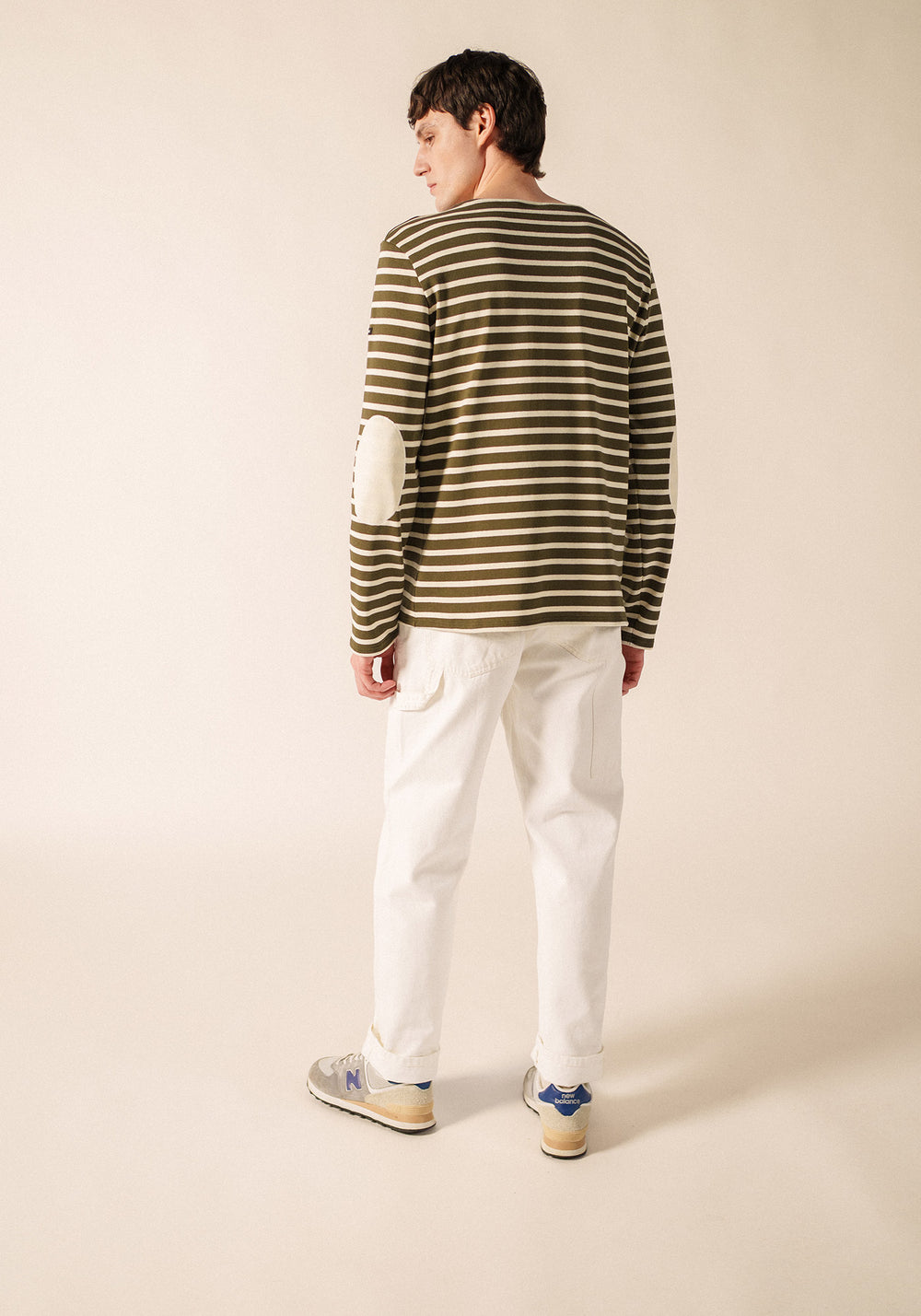 Méridien patches Breton shirt (LAND/ECRU/ECRU)