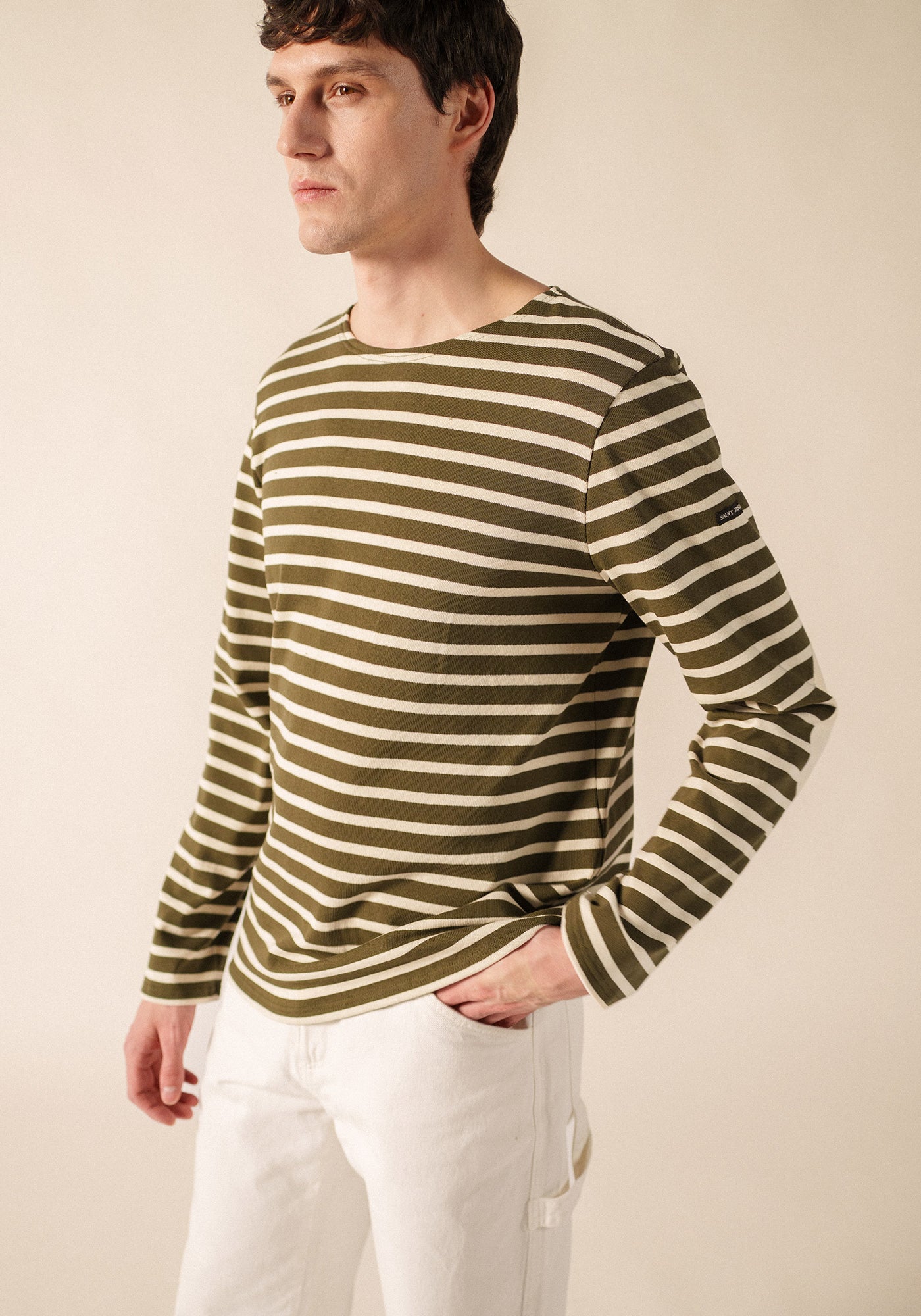 Méridien patches Breton shirt (LAND/ECRU/ECRU)