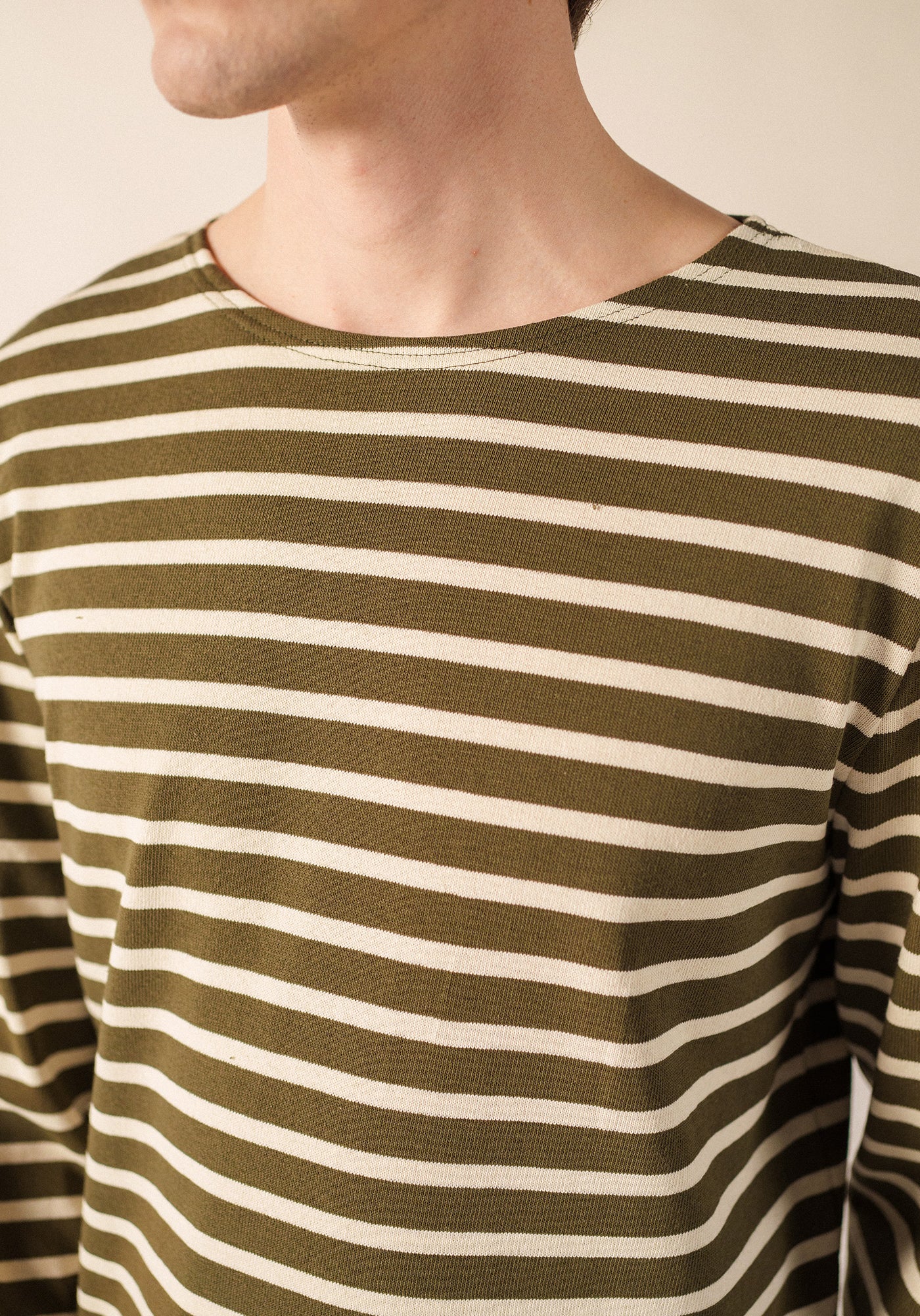 Méridien patches Breton shirt (LAND/ECRU/ECRU)