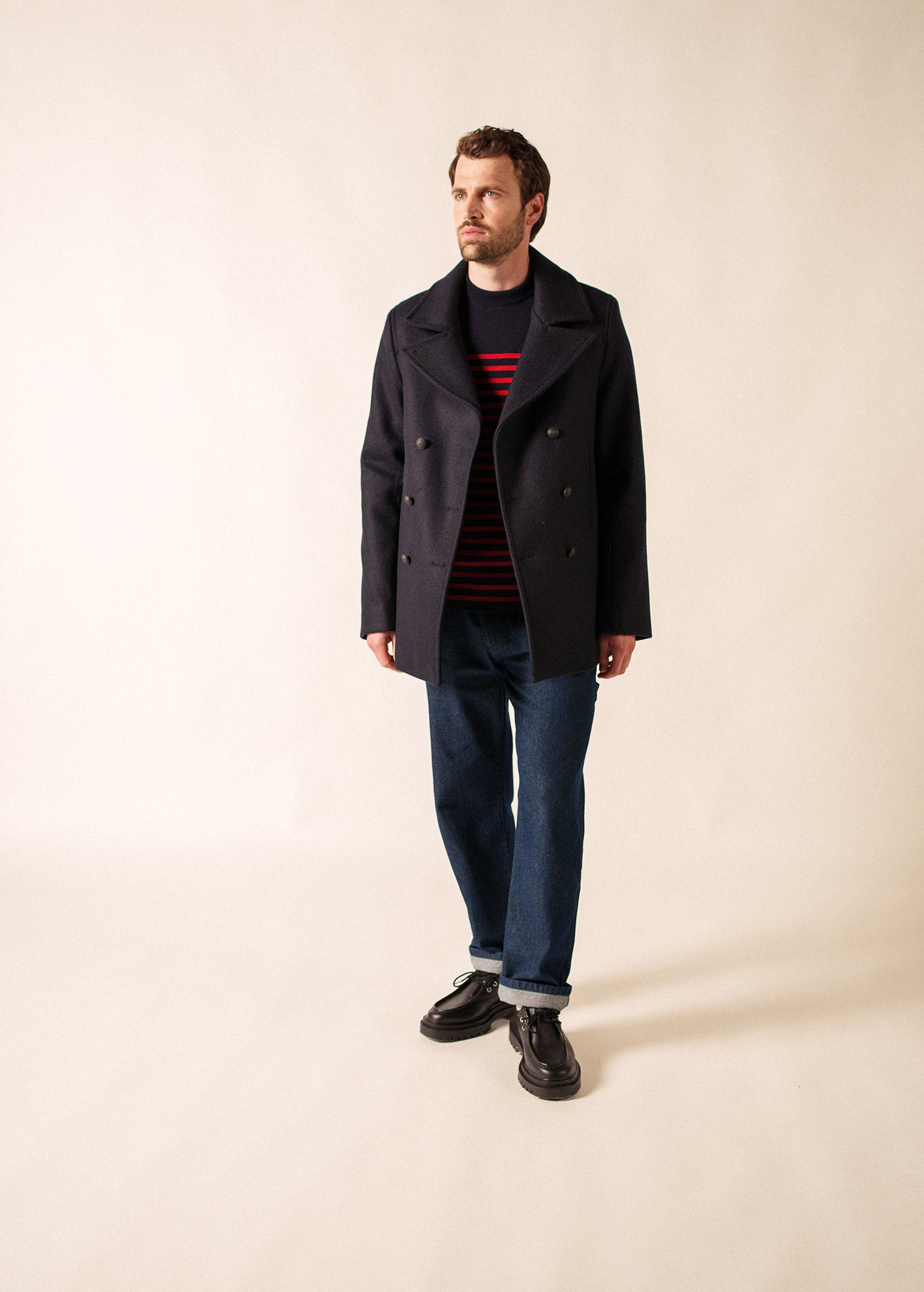 Galion authentic sailor peacoat in wool cloth, made in France
