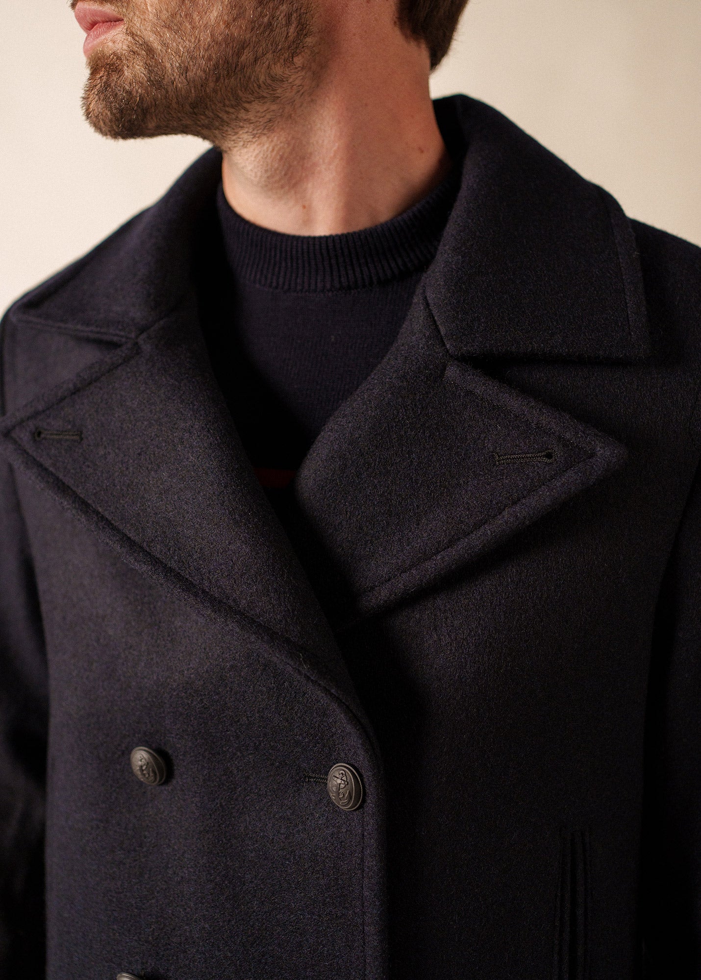 Galion authentic sailor peacoat in wool cloth, made in France