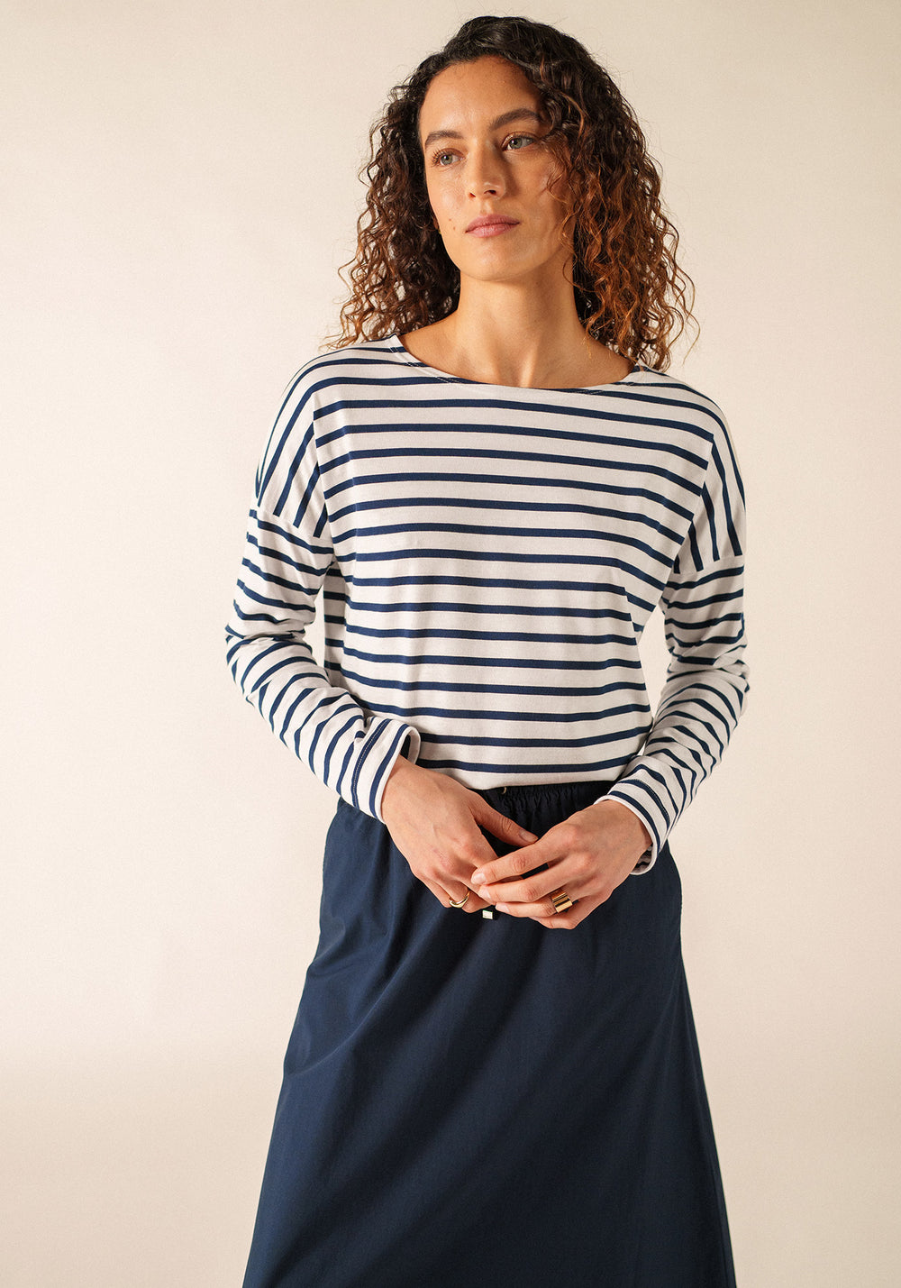 Minquiers Drop Breton shirt (NEIGE/MARINE)