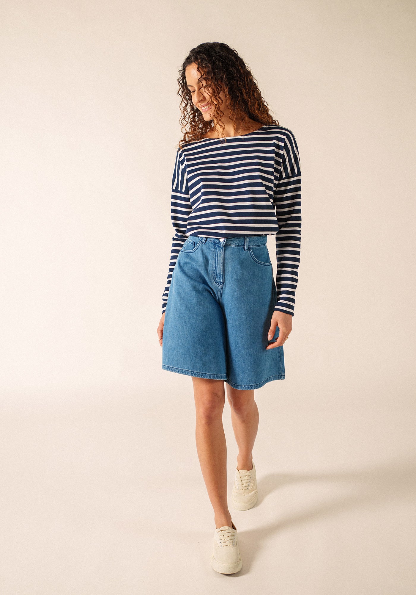 Minquiers Drop Breton shirt (MARINE/NEIGE)