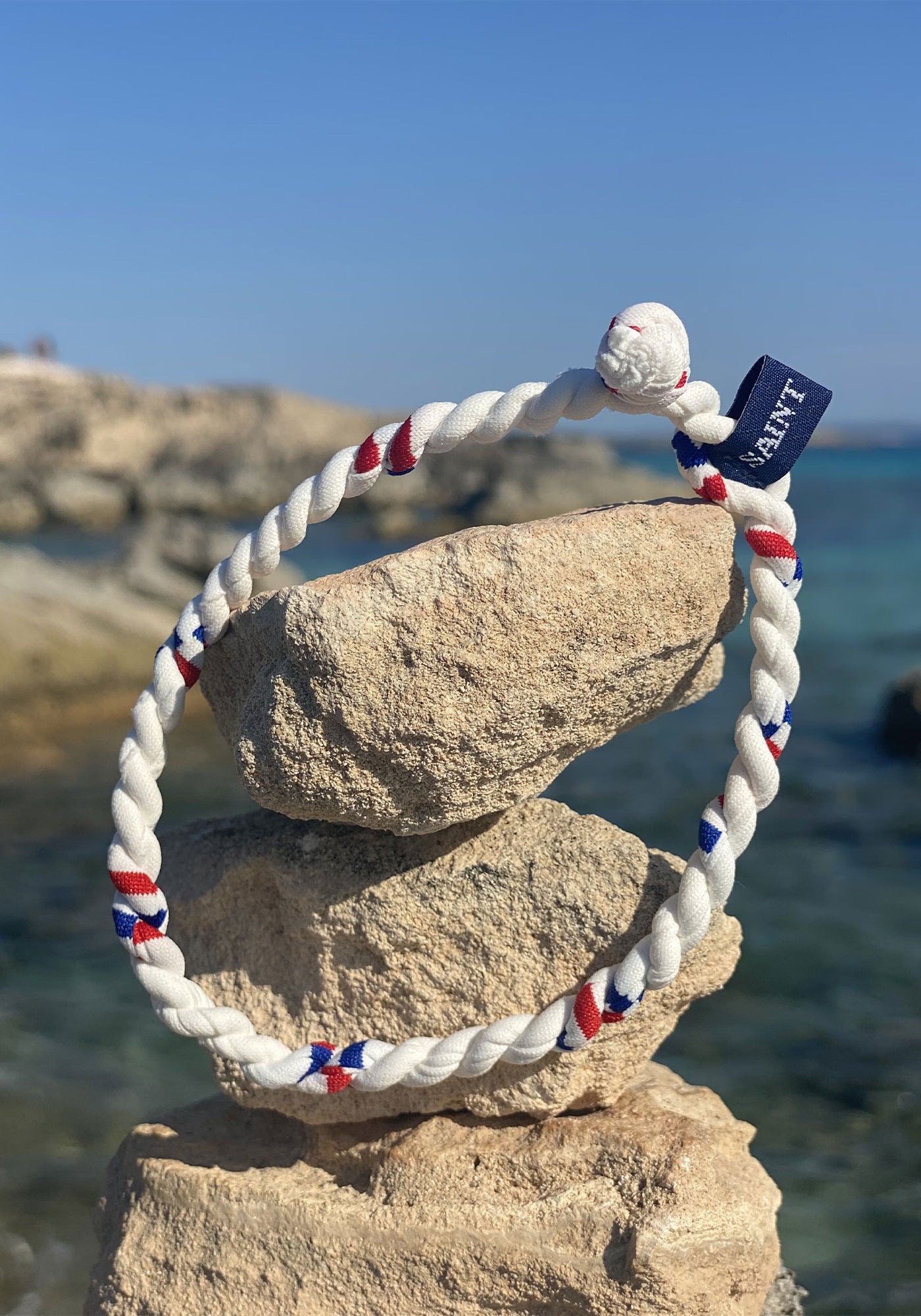 ECOLO tricolour bracelet - in recycled fabric (NEIG/GITAN/TULIPE)